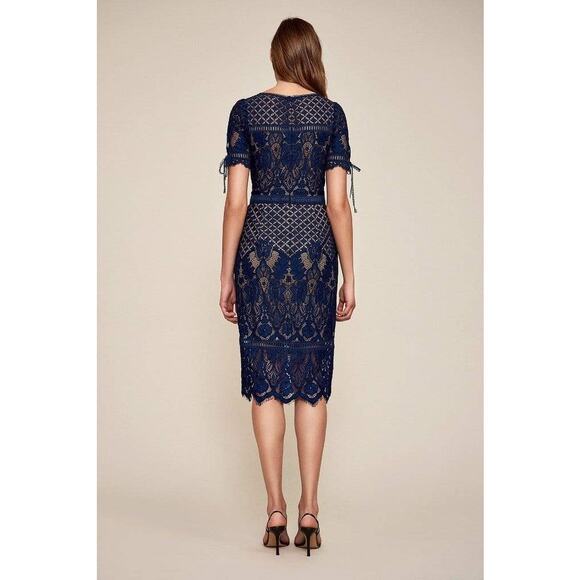 Tadashi Shoji Navy Suma Lace Dress - Size 8 - Picture 2 of 16